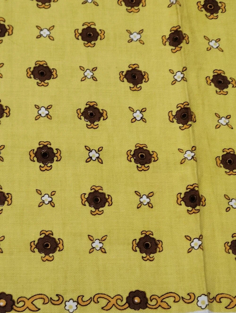 Vtg 1970s Cotton Linen Tablecloth Retro Geometric MCM 58 X 74 Square